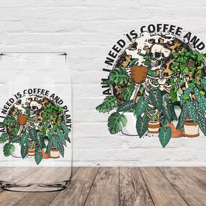 Tudo o que preciso é de café e plantas 4" UV DTF por atacado de Anthroverse