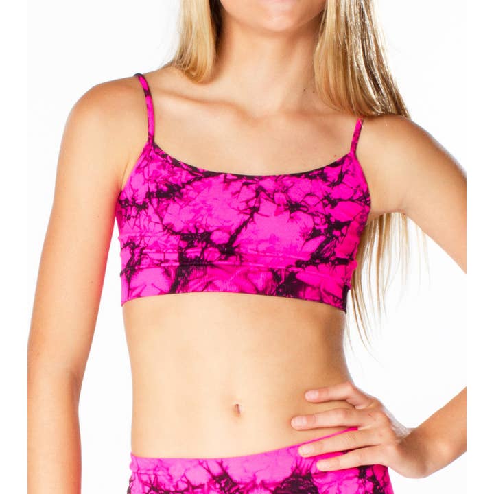 Malibu Sugar - Wholesale Tank Top - Kids - Marble Tie Dye Bandeau Bra Cami With Cheer Embellishment
