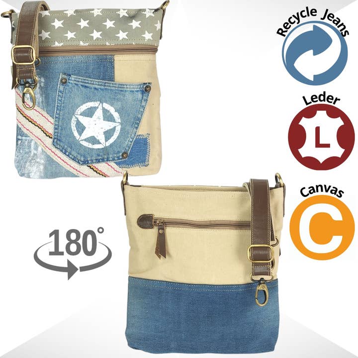 Sunsa - Wholesale Crossbody Bag - Women's - Sustainable vintage shoulder bag. Recycled Crossover Bag6