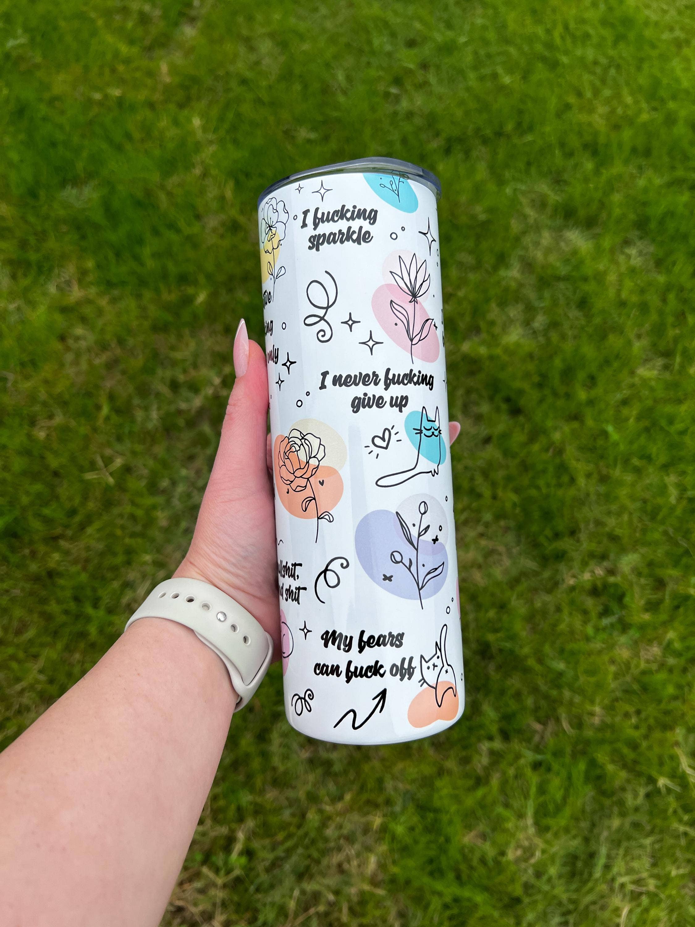 Selena Marie LLC - Wholesale Insulated Mug/Tumbler - Positive Affirmations Spicy Words 20oz Skinny Tumbler #20