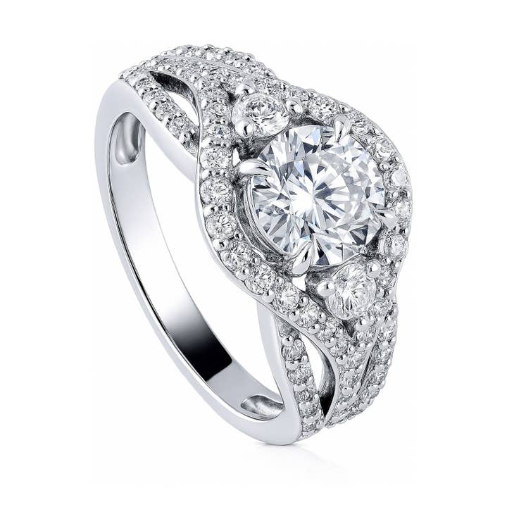 BERRICLE Sterling zilveren 3-stenen CZ trouw- en verlovingsring voor wholesale door BERRICLE