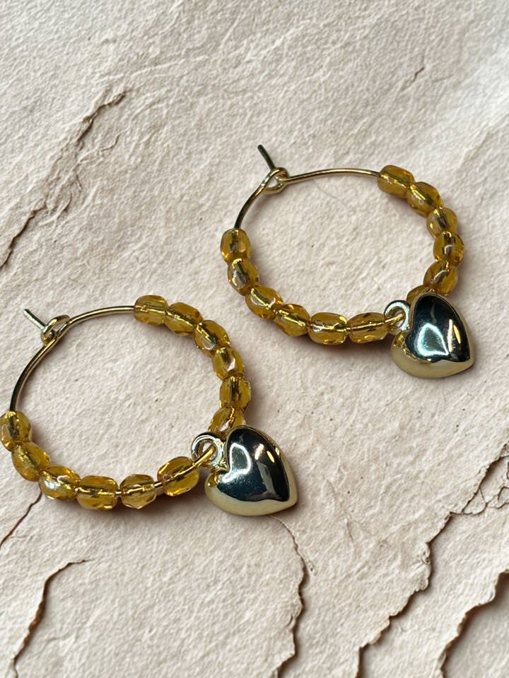 Brinco de Argola com Contas e Pendentes Banhados a Ouro por atacado de Two Snowy Egrets