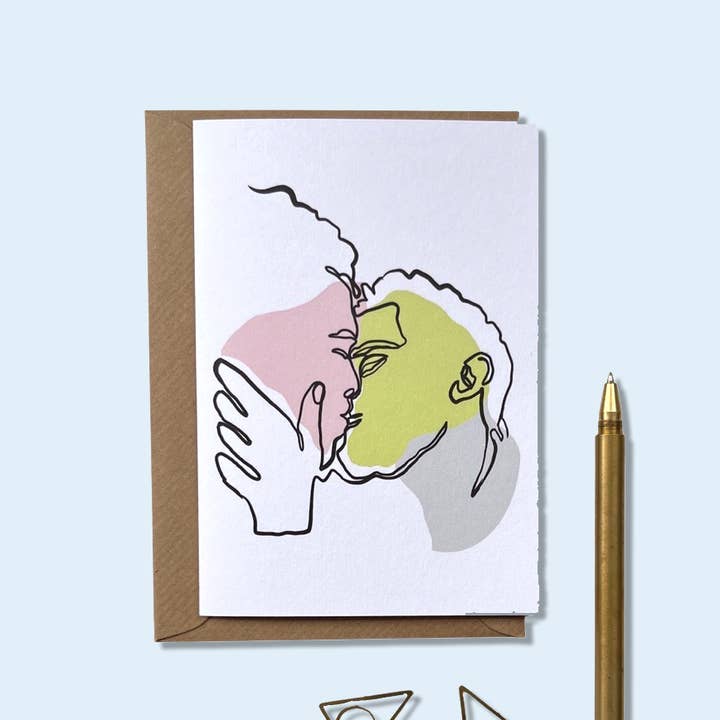 Kiss Me No 2. Gay Valentines/Anniversary Card for wholesale by Katie Clement Illustration