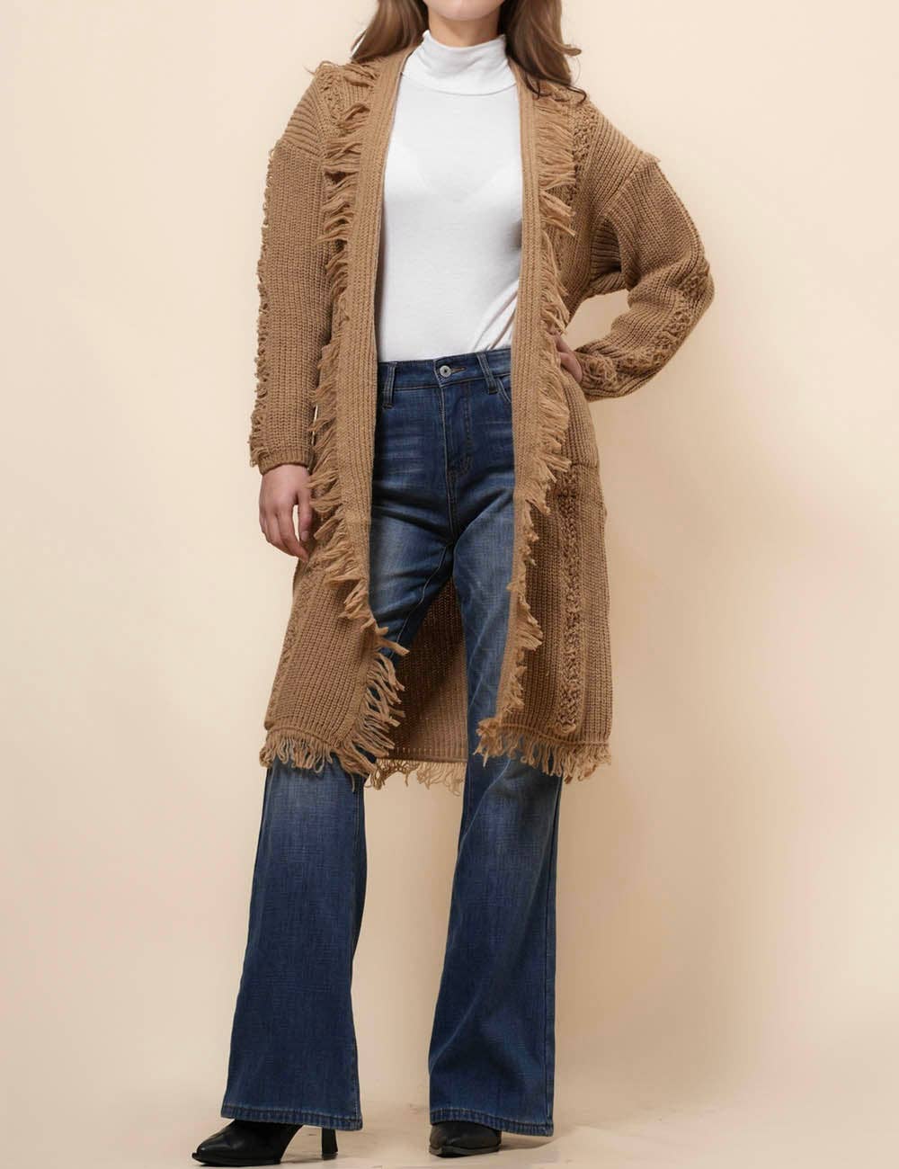 Sweetkama – wholesale Cardigan – Women’s – Ladies Solid Color Tassels Open Front Cardigan SKT410883