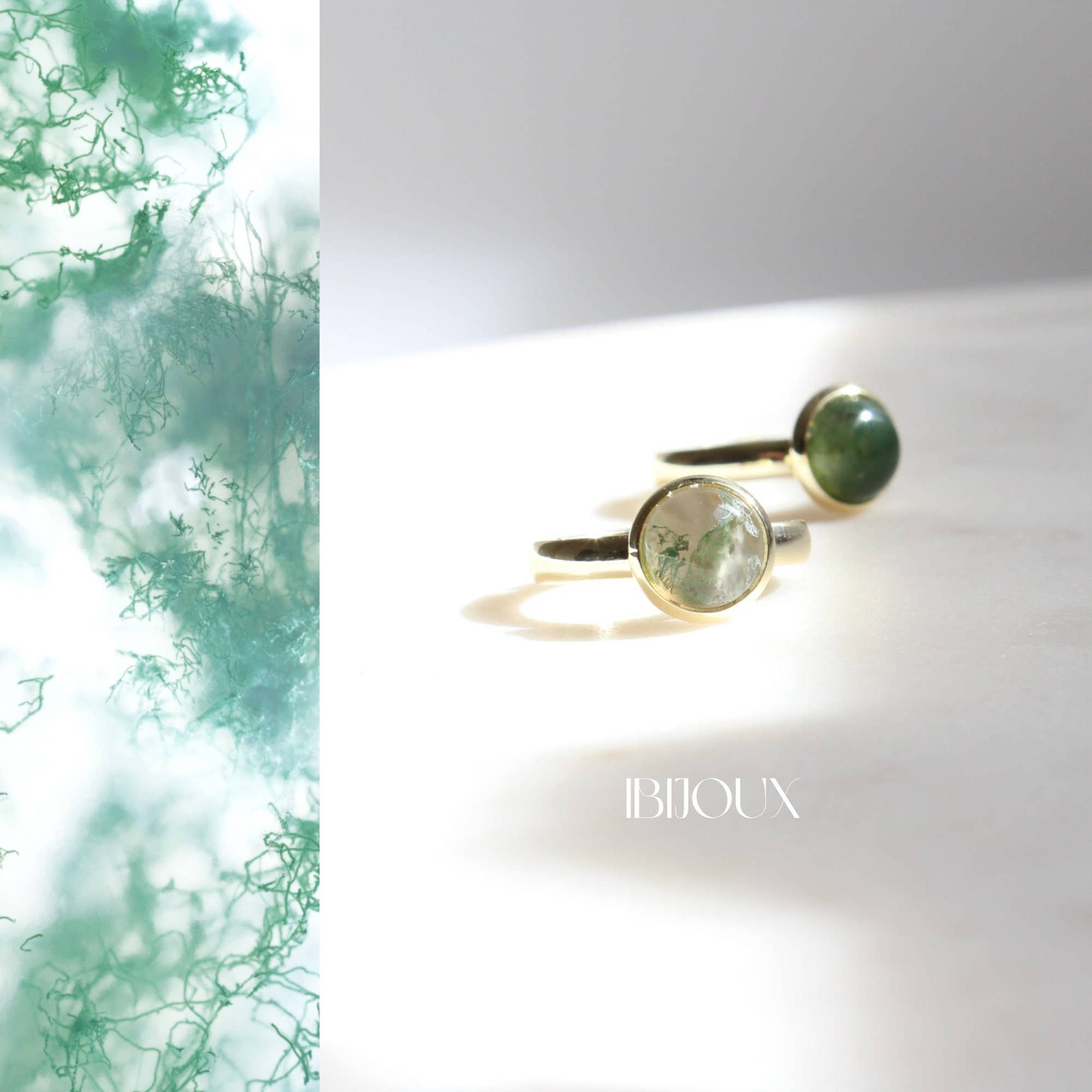 iBijoux - Wholesale Single Stone/Solitaire Ring - Moss Agate Ring, Authentic Crystal Ring (2R04b)