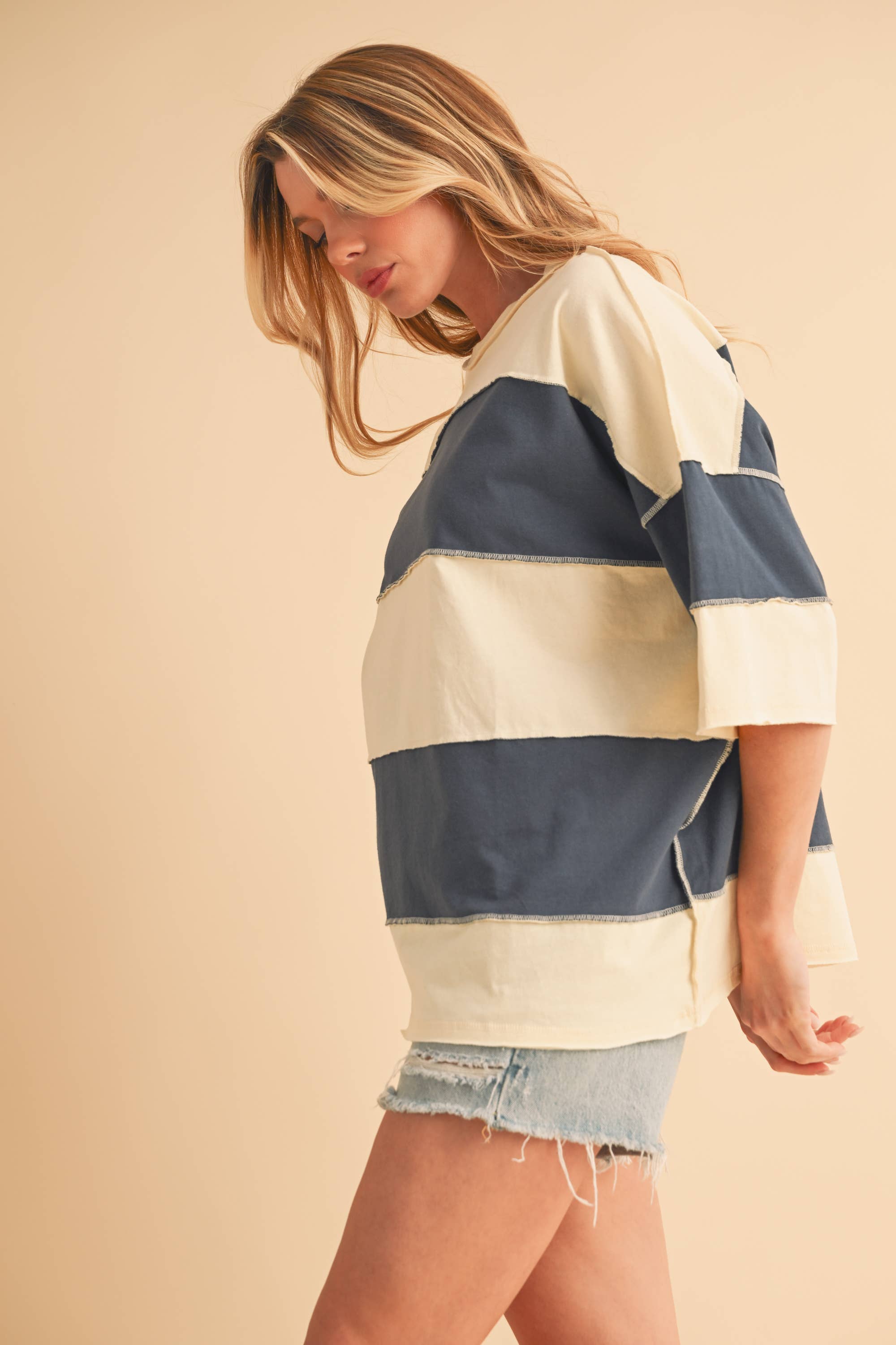 AEMI + CO - Wholesale Knit Top - Women's - 8417FN Polly Color Block Top3