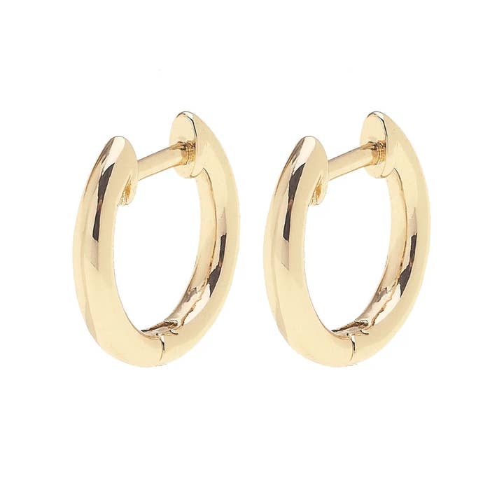 Michelle Classic Huggie Hoop Earrings in Shiny Gold for wholesale by Canvas Style