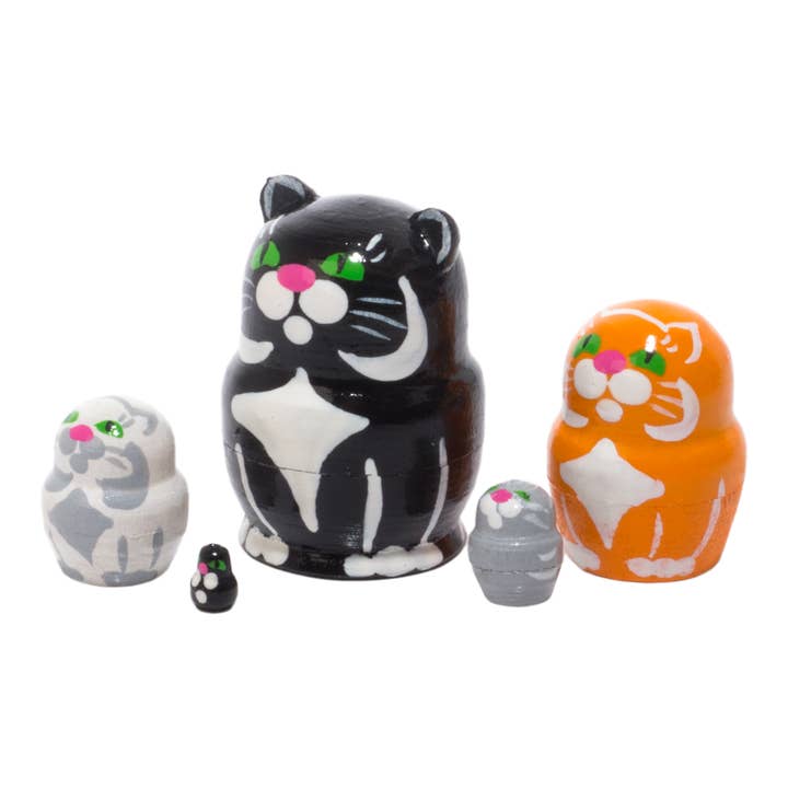 Golden Cockerel - Wholesale Decorative Figurine - Mini Black Cat Doll 5pc./1"1