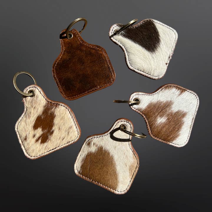 Westrian (Formerly Equipage) - Wholesale Keychain - Women's - Cow Tag Shaped Leather Cowhide Keychain