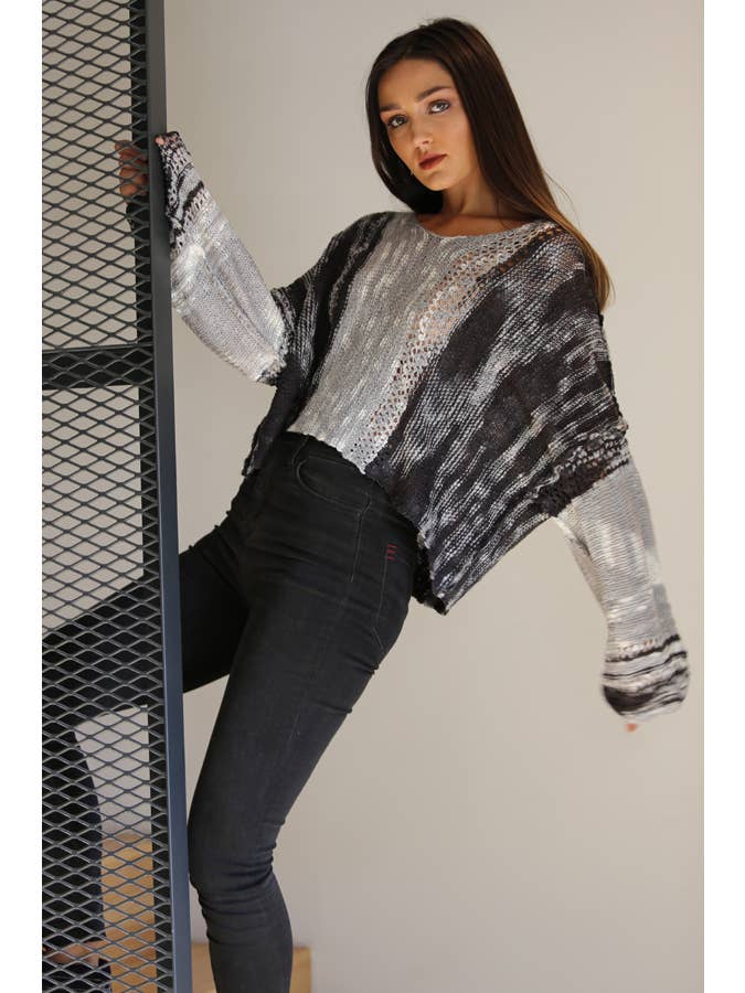 ANGIE - Vendita all'ingrosso Maglione tricot - Donna - Maglione leggero crop con scollo a V dallo stile beachy15