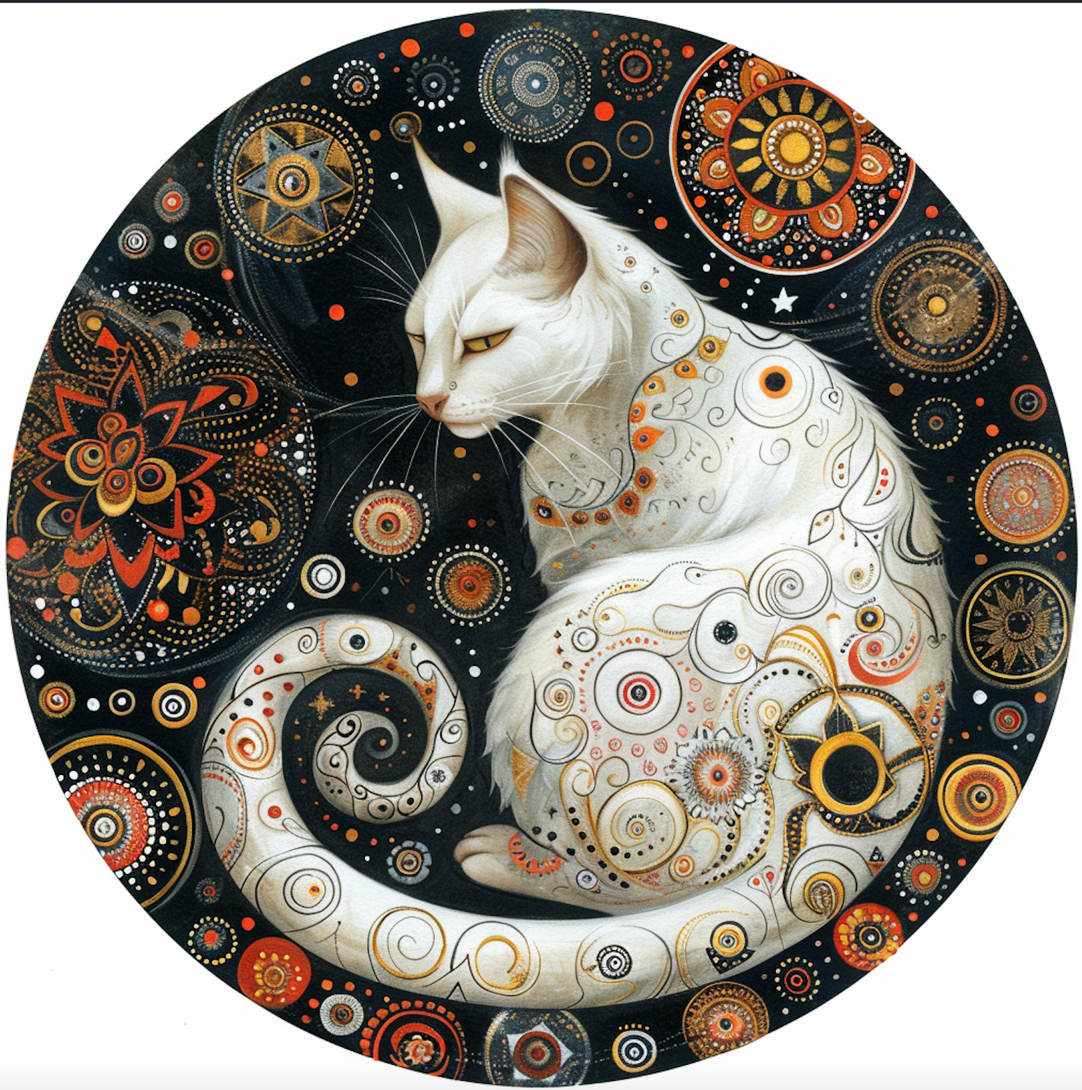 Bodhi Leaf Market - Venta al por mayor Papel pintado 3D - Adorno de pared tamborín con arte de gato místico y cintas, Bodhi Pets4