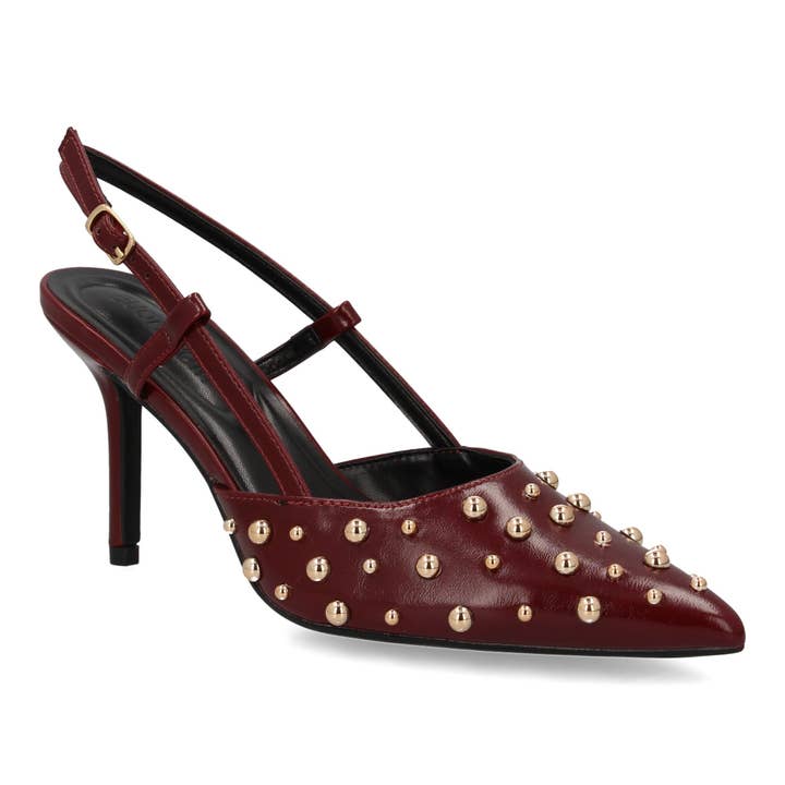 Brideluxe Mayorista - Wholesale Boots - Women's - Burgundy Court Shoe with Fine Stiletto Heel2