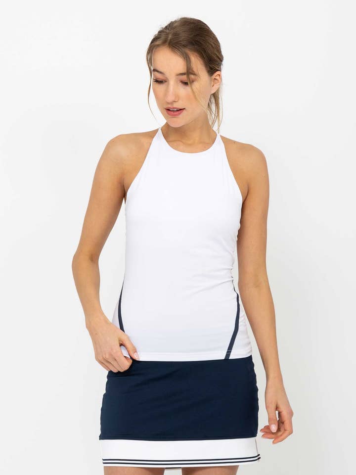 Spin Active Tennis Tank - White/Midnight for wholesale by Inphorm