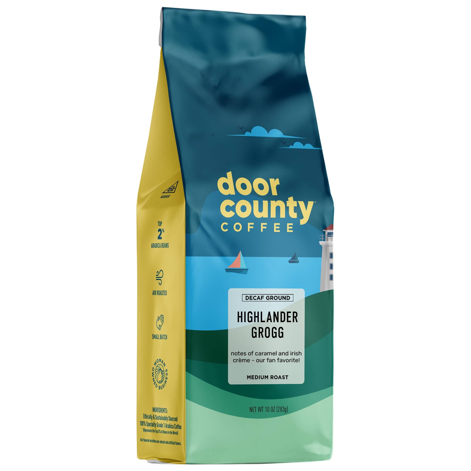 Door County Coffee - Wholesale Ground Coffee - 10oz Highlander Grogg DECAF Flavored Coffee Ground1