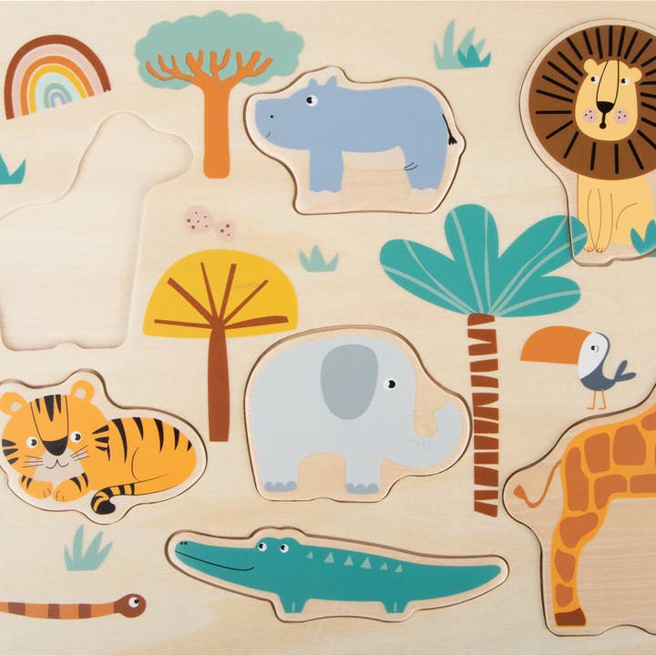 small foot - Wholesale Puzzel - Kinderen - Puzzelset „Safari” | speelgoed voor motoriek | hout1