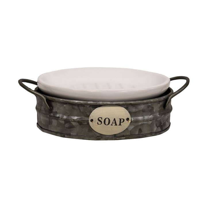 Galvanized Wash Bin Soap Dish- Metal for wholesale by Col House Designs