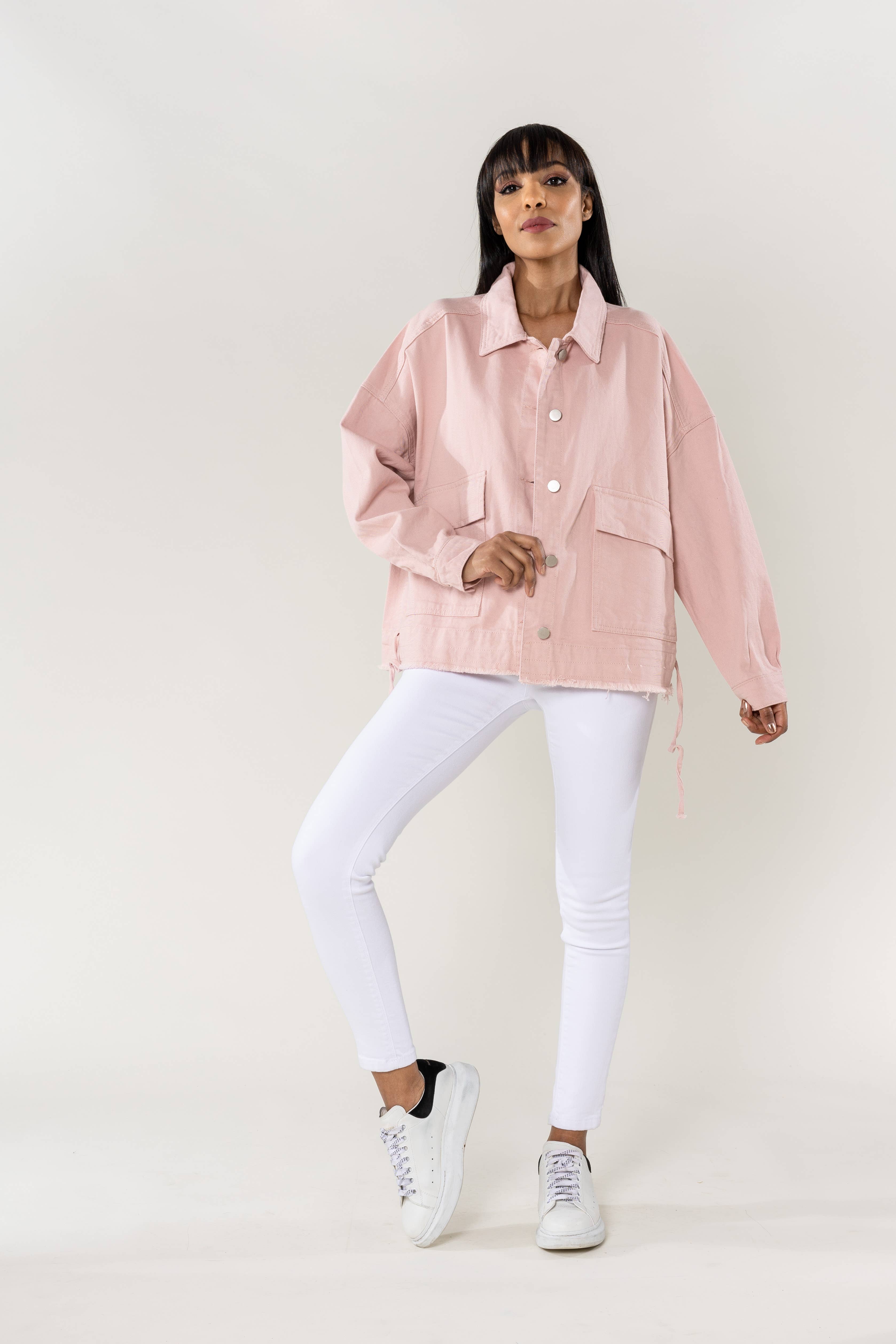 Nina Carter – Casaco de ganga - Mulher por atacado – Casaco de ganga oversized Nina Carter bolsos grandes S56222