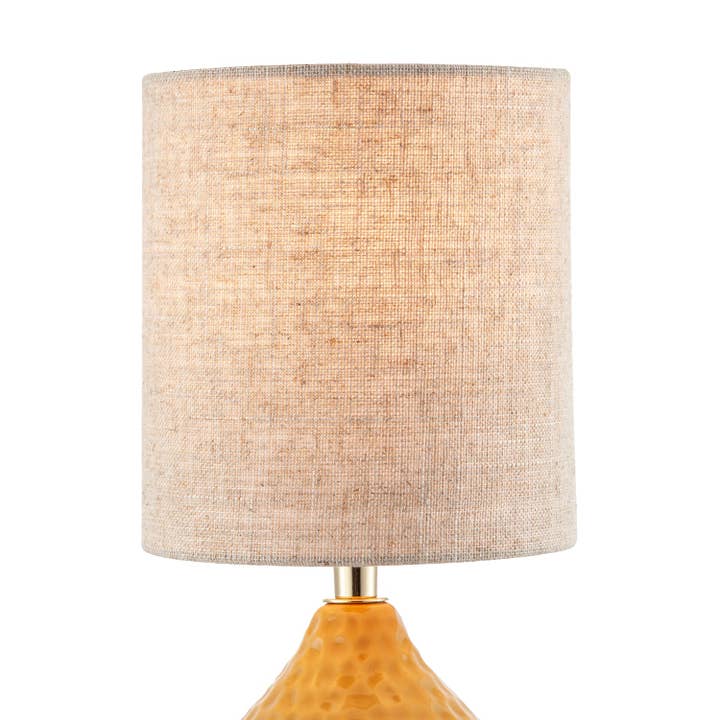 Happy Homewares – wholesale Accent/desk lamp – Mustard Ceramic Gloss Table Lamp with Natural Oatmeal Linen Shade4