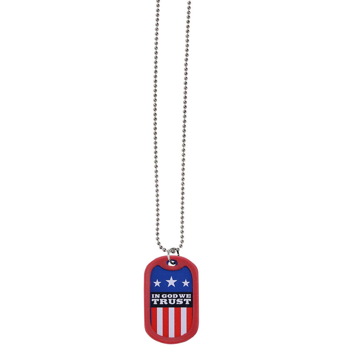 Red White Blue Faith Gear Dogtag Necklace In God We Trust for wholesale on Faire1
