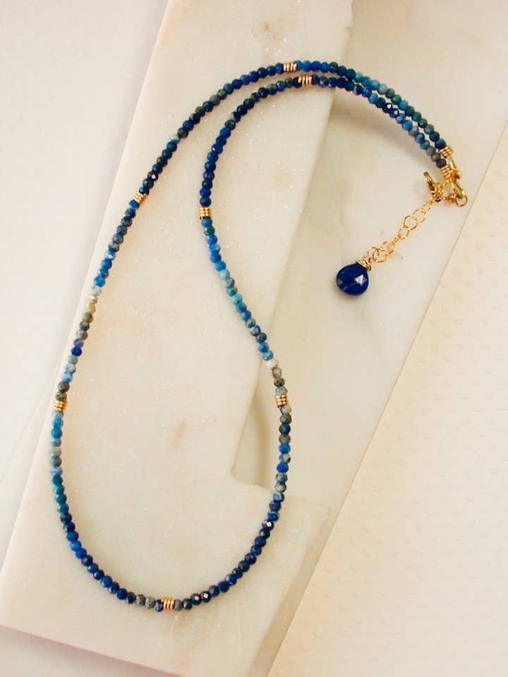 Lapis Beaded Necklace. Layering Gemstone Necklace. for wholesale by Linda Trent Jewelry