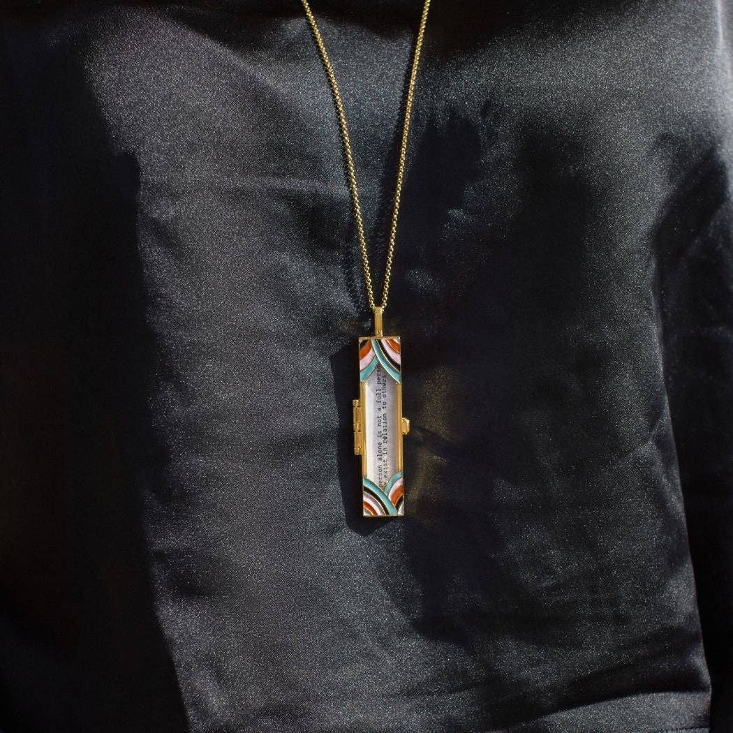 Fortune & Frame - Wholesale Locket Necklace - Deco Fortune Locket (Multi-Color) - Gold5