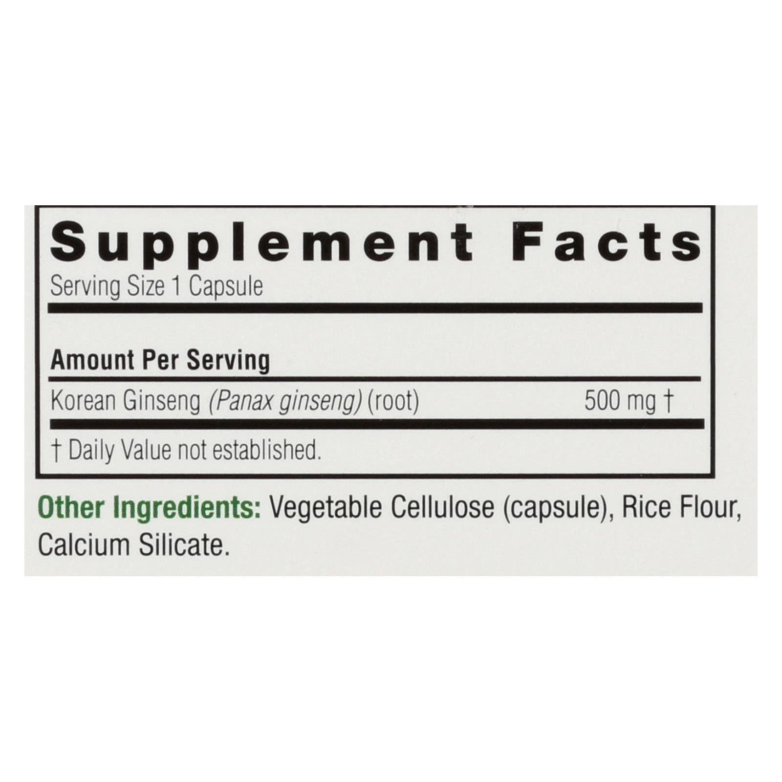 Everyday Supply Co - Wholesale Oral Supplement/Vitamin - Korean Ginseng Root - 50 Veggie Capsules by Nature's Answer1