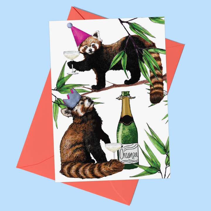 Party Red Panda's wenskaart voor wholesale door Fawn & Thistle Ltd (US Duties Paid)