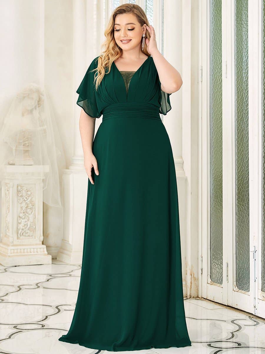 Ever-Pretty - Wholesale Dress - Women's - Plus Size A-Line Empire Waist Maxi Evening Party Dress4