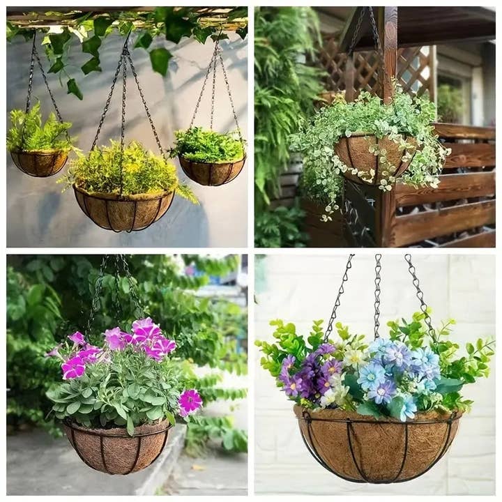 UniqueMartandHome - Wholesale Hanging planter - Hanging Planters Baskets - Round Wire Plant Holders with 10inch Diameter, Coconut Padding, Chain Included - Perfect for Indoor, Outdoor, Garden, Porch, and Balcony Decoration, Adding Greenery and Beauty to Any Space2