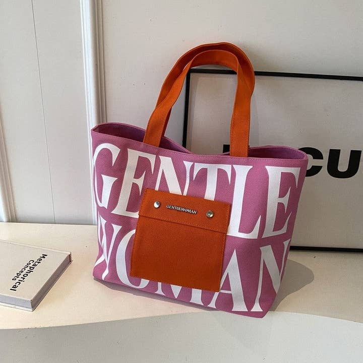 UZ Wholesale Store – Engroshandel Tote bag - Dame – Brevtryk lærred skuldertaske med stor kapacitet