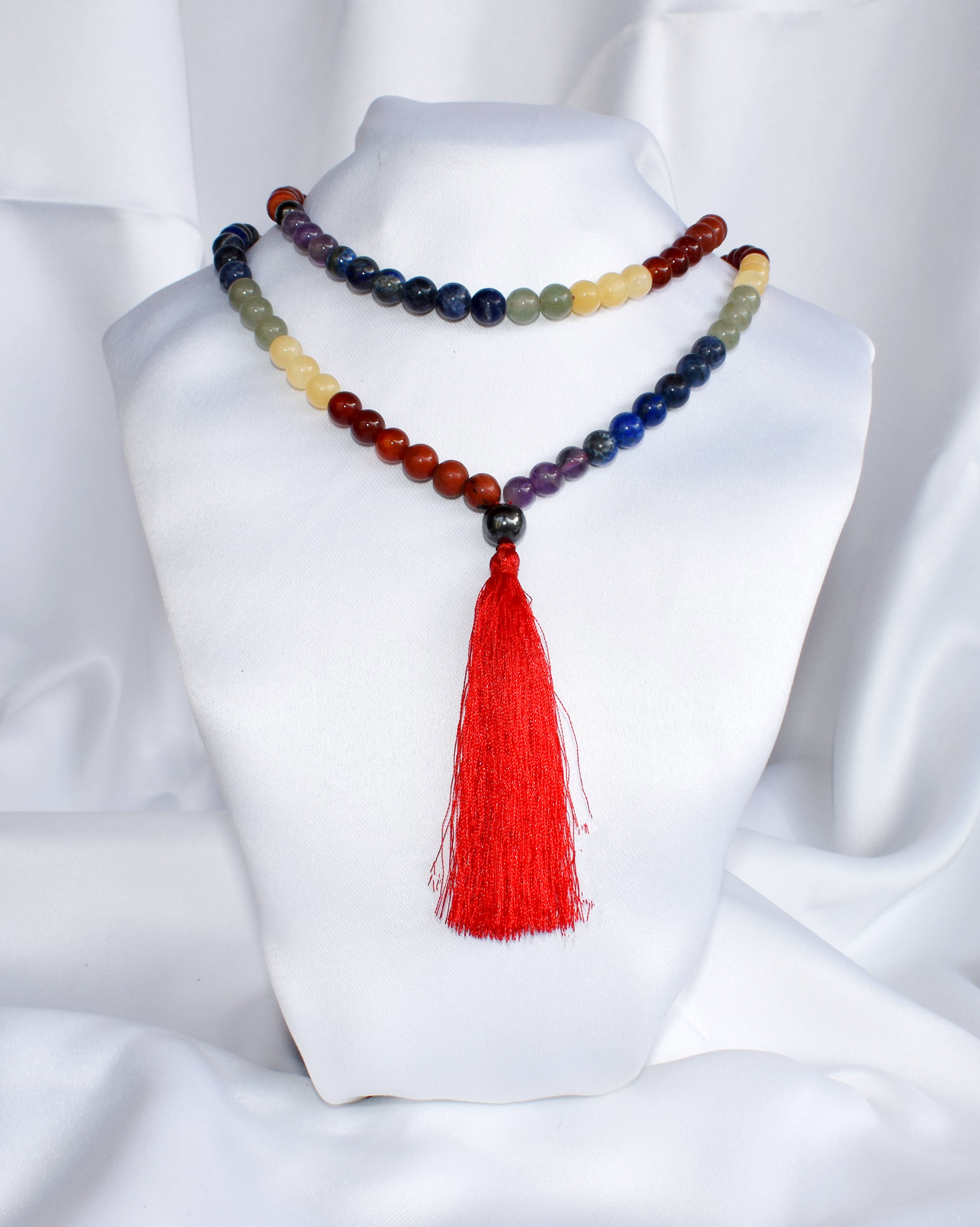 Soothing Crystals - Vendita all'ingrosso Collane a grani - Mala di Pietre Preziose | Mala dei 7 Chakra | 108 Perle di Preghiera | Jap Mala