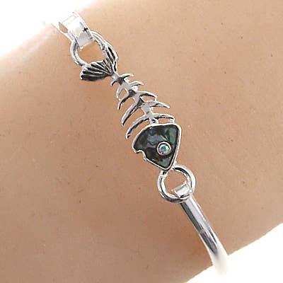 0011 PREMIERE - Wholesale Bangle Bracelet - FR4933 Abalone Crystal AB Fish bone Casting Brass Bangle