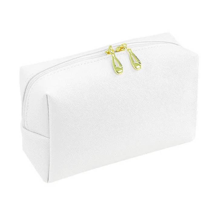 Travel Vegan Leather Zip Makeup Bag White for wholesale by iconic mi
