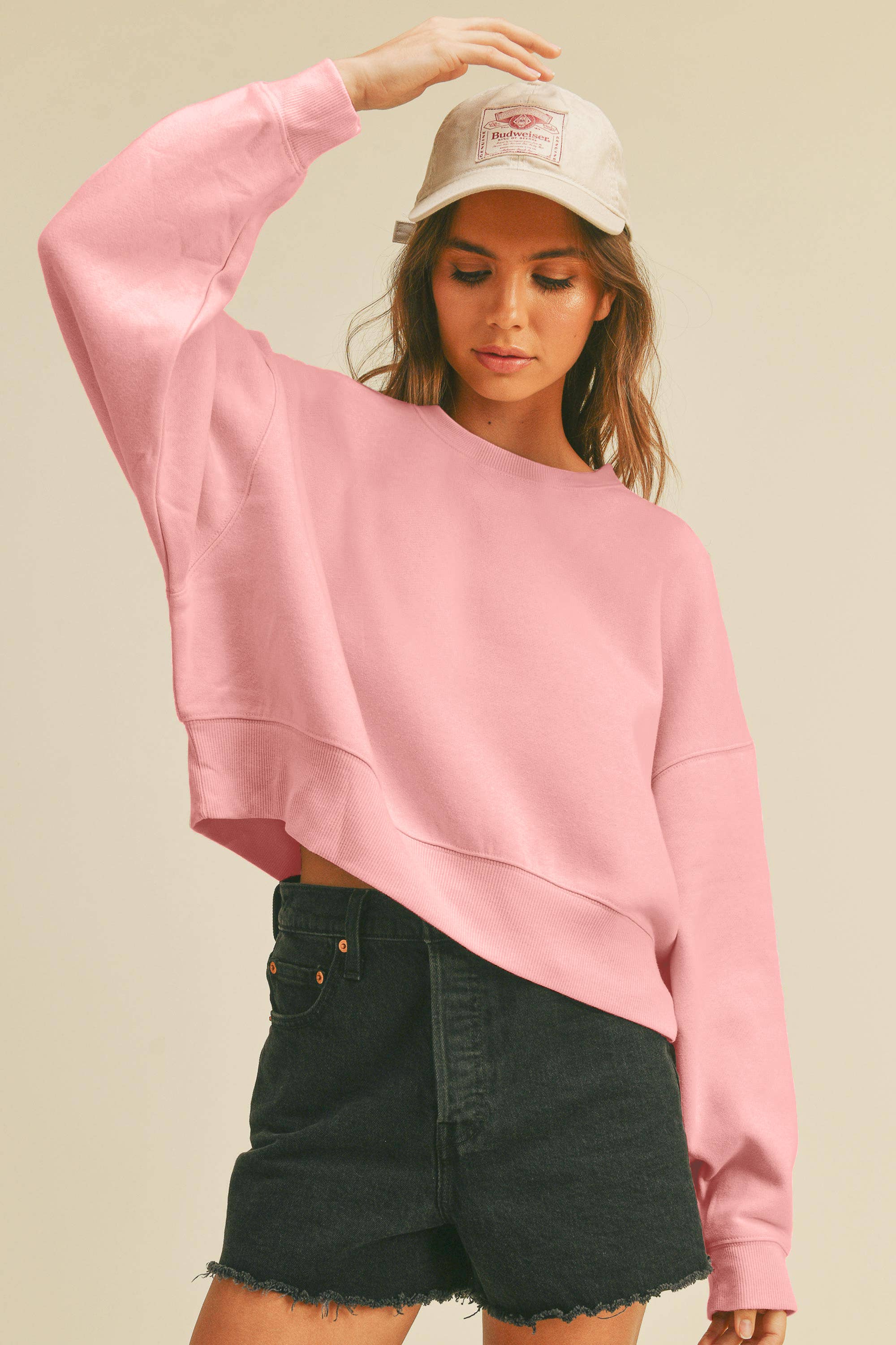 Honestee - Wholesale Sweatshirt - Women's - Blank Short Cropped Long Sleeve Sweatshirt9