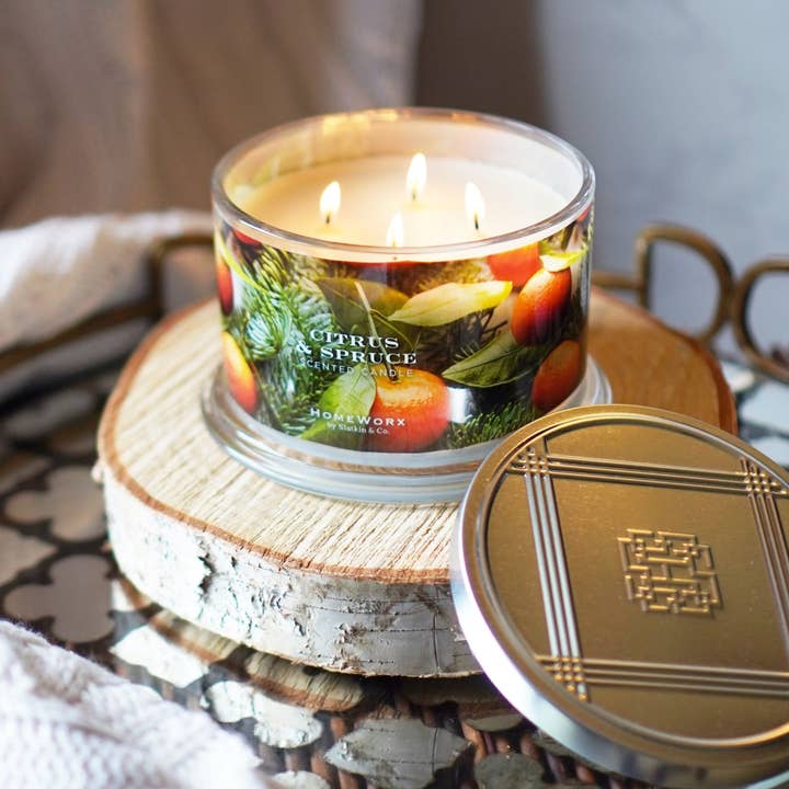 HomeWorx by Slatkin + Co. - Wholesale Jar/Filled Candle - Citrus & Spruce 4-wick Candle7