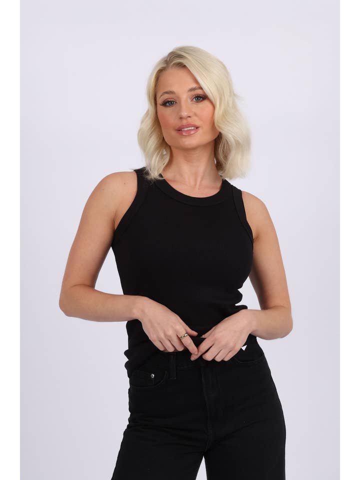 Missi Clothing – wholesale Tank top – Women′s – Women Ribbed Plain Tank Vest Top (Pack of 6)