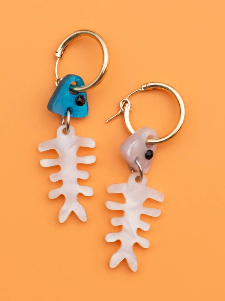 Fish Skeleton Hoop Earrings for wholesale by Cuteryko