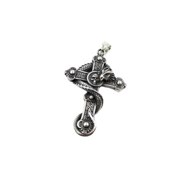 Silver Skull cross pendant for wholesale on Faire