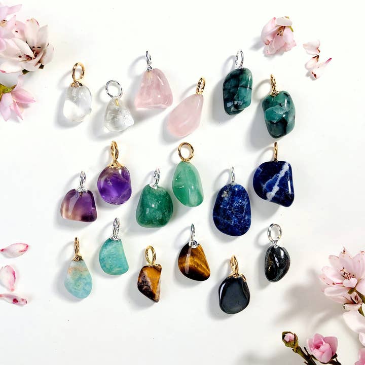 Rock Paradise - Wholesale Individual Charm/Pendant - Gemstone Tumbled Crystal Pendants A Grade - Small