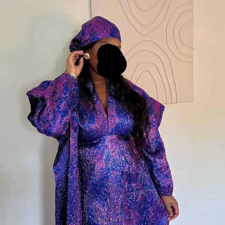 Vestido africano de tamanho grande para mulher, vestido tradicional africano longo bordado com lenço, boubou para convidado de casamento, cerimónia por atacado de Queenshopbeauty