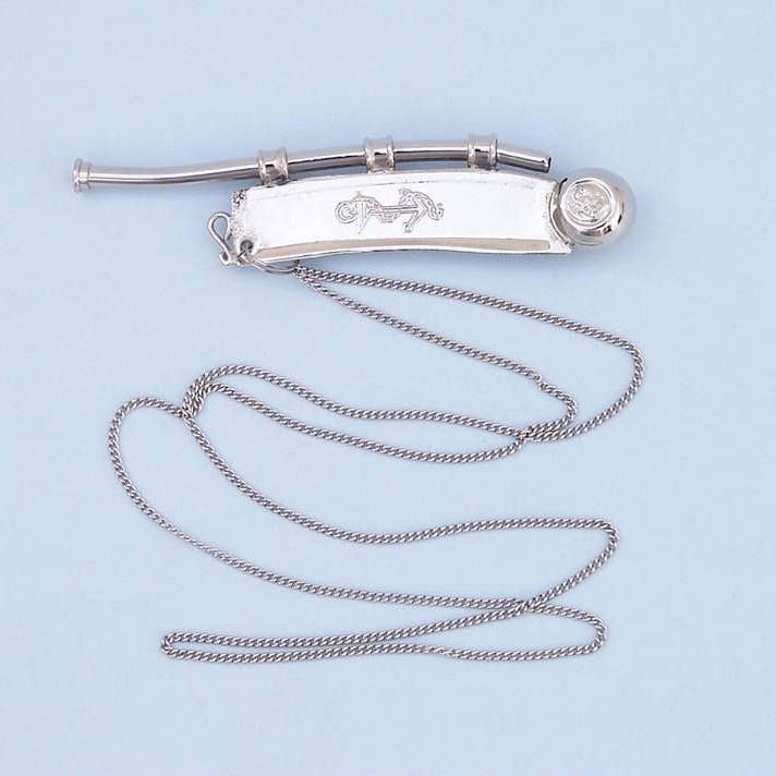 Hampton Nautical - Wholesale Tafelbladdecoratie - Chrome Bosun Whistle 6" w/palissander doos3