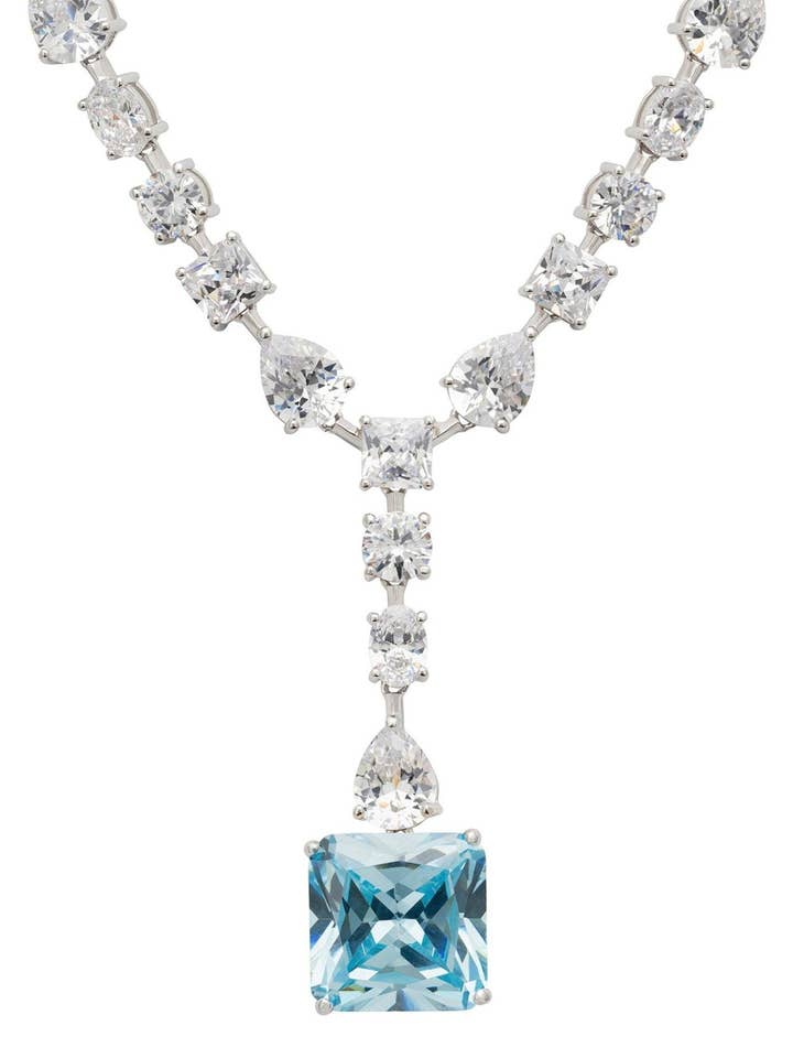 Colar Declarativo Penelope Topázio Azul Prata por atacado de Latelita