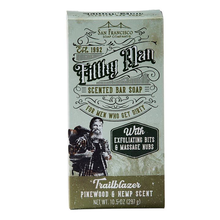 San Francisco Soap / Man Bar Soap - Wholesale Bar Soap - Men's - Trailblazer Pinewood & Hemp 10oz Massaging Bar Soap