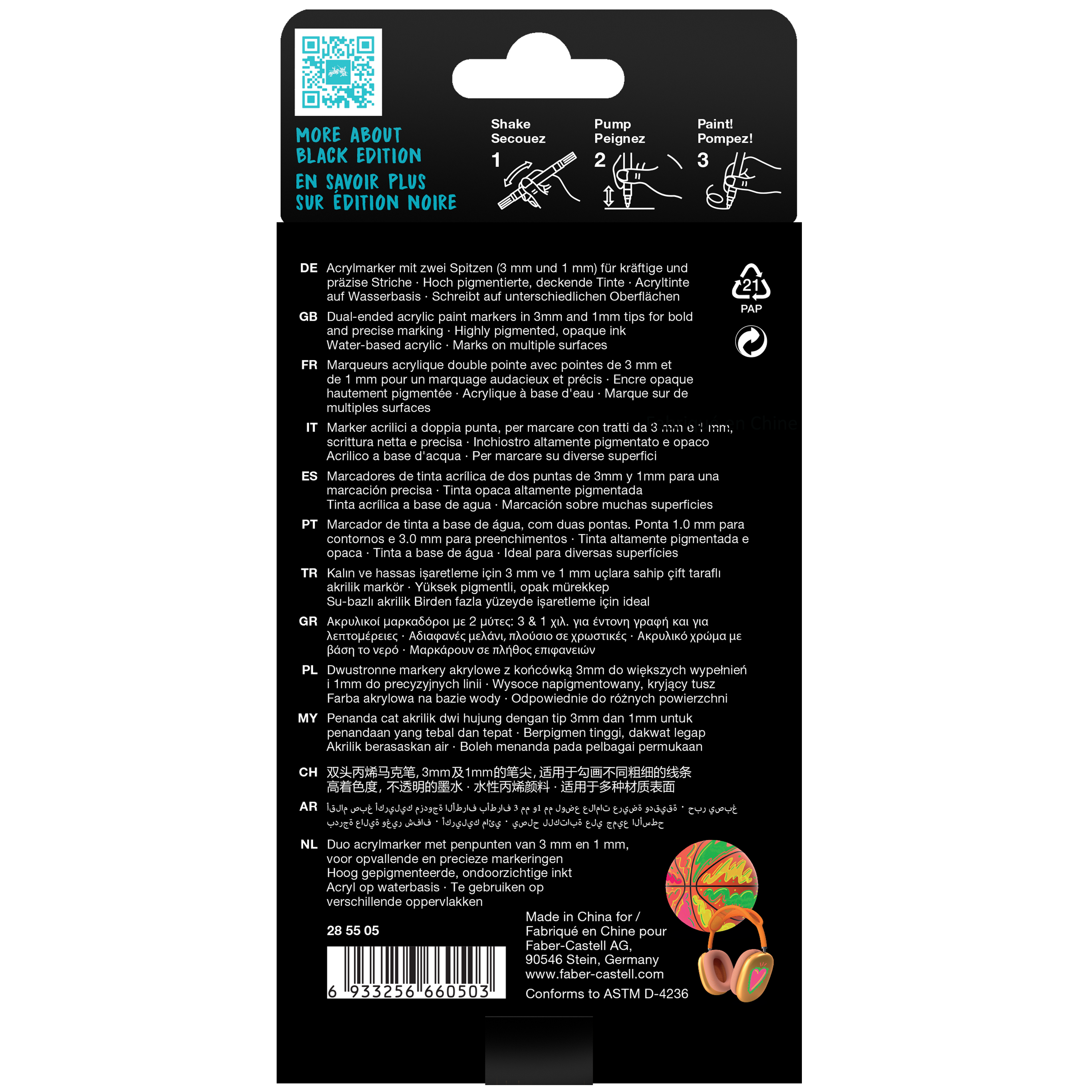 Faber-Castell / Creativity for Kids - Vente Marqueurs - Marqueurs Acryliques Shake & Paint 4 Ct Couleurs Néon10