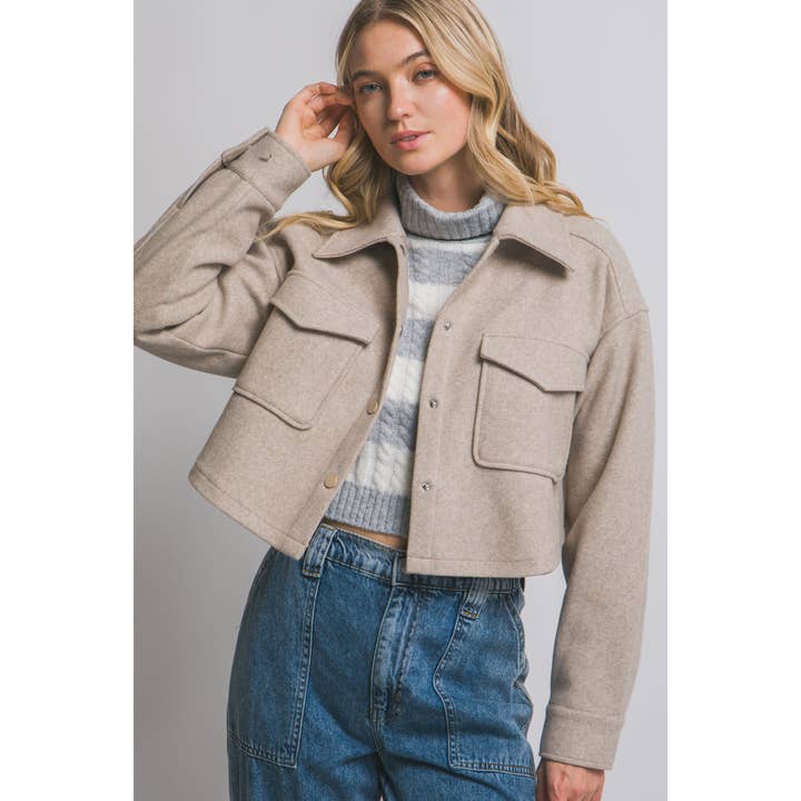 Veste-chemise courte en polaire pour la vente par Timeless