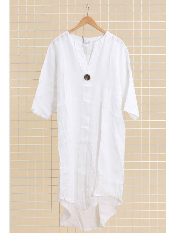 LÉA & LUC - Vente Robe – femme - Robes en 100% Lin avec un bouton REF. 55471