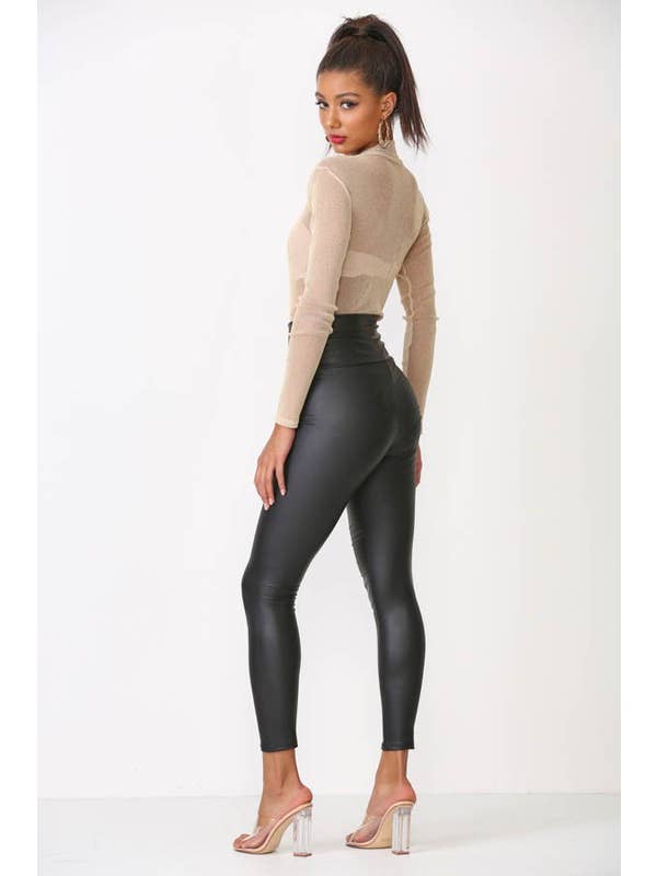 Black Pearl Clothing - Wholesale Leggings - Dames - Legging van kunstleer met hoge taille2