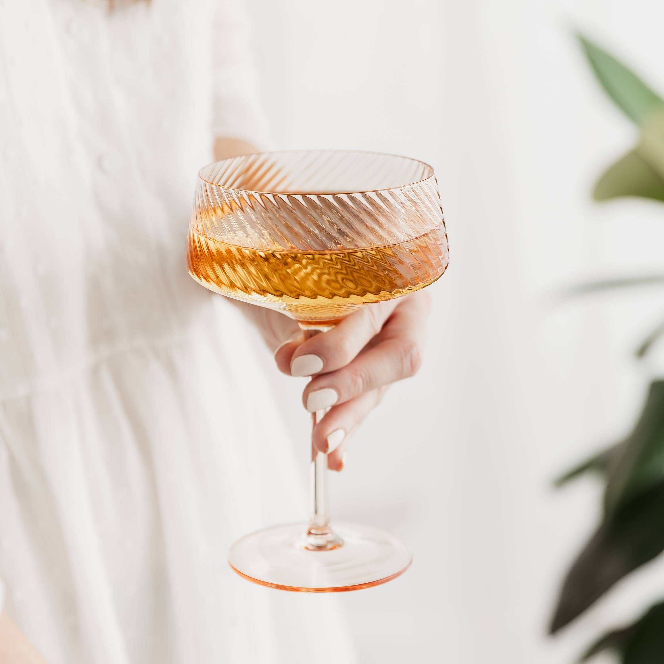 UBERSTAR - Venta al por mayor Copas de champán - Copas de Champán Twist - Juego de 2 Rosa/Melocotón3