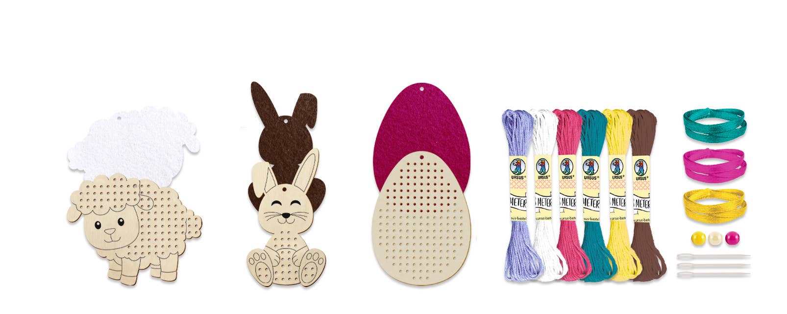 URSUS® / Buntpapierfabrik Ludwig Bähr GmbH & Co. KG - Wholesale DIY Craft Kit - Cross stitch wooden pendant “Easter”1