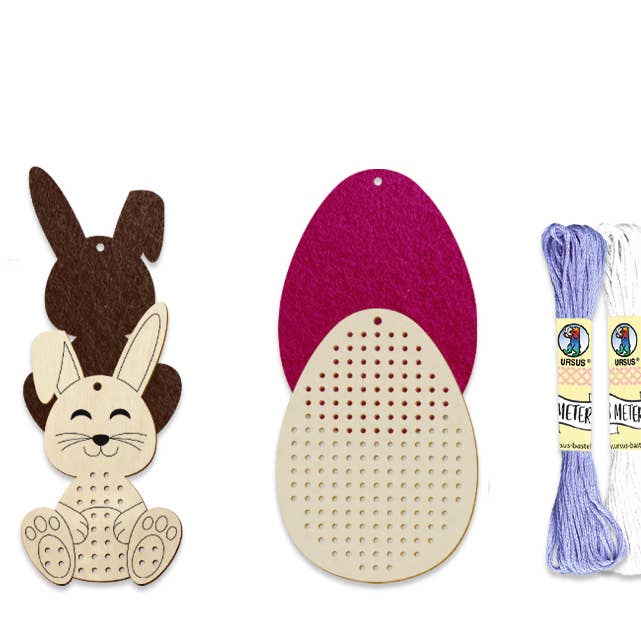 URSUS® / Buntpapierfabrik Ludwig Bähr GmbH & Co. KG - Wholesale DIY Craft Kit - Cross stitch wooden pendant “Easter”1